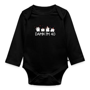 40th birthday - Organic Longsleeve Baby Bodysuit - black - Front