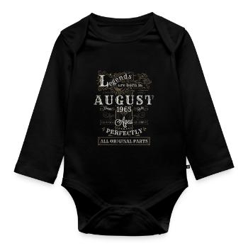 Legends are Born In August 1965 Vintage Geburtstag - Baby Bio-Langarm-Body - Schwarz - Vorne