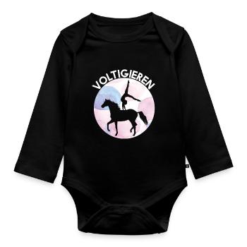 Voltigieren Pferd - Kunst Schön - Baby Bio-Langarm-Body - Schwarz - Vorne
