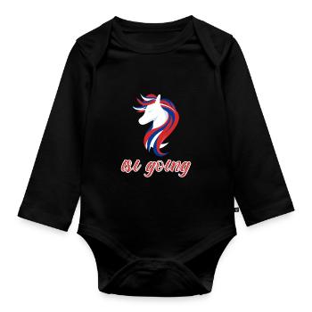 T-shirt Isi Going cheval islandais - Body Bébé bio manches longues - noir - Devant