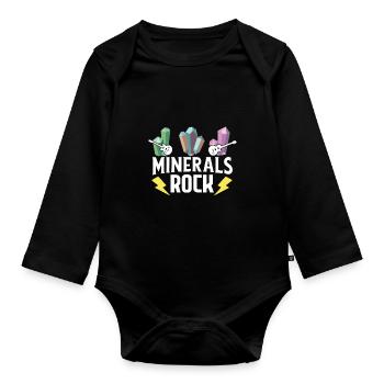 Mineralien Rocken Spruch über Minerale Kristalle - Baby Bio-Langarm-Body - Schwarz - Vorne