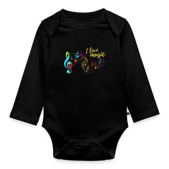 I love music - Baby Bio-Langarm-Body - Schwarz - Vorne