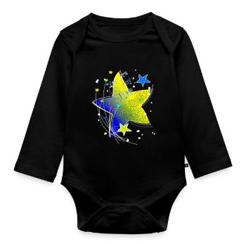 Étoile jaune simple résumé tu es mon étoile - Body Bébé bio manches longues - noir - Devant