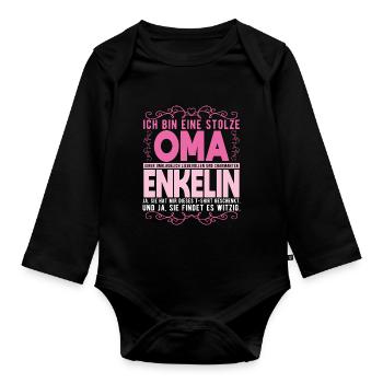 Geschenkideen für die Oma von Enkelin - Baby Bio-Langarm-Body - Schwarz - Vorne