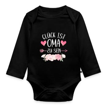 Oma Omi Großmutter Großmama Grandma Mama Mutter - Baby Bio-Langarm-Body - Schwarz - Vorne