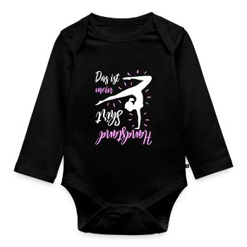 Turnen Das Ist Mein Handstand Shirt - Baby Bio-Langarm-Body - Schwarz - Vorne