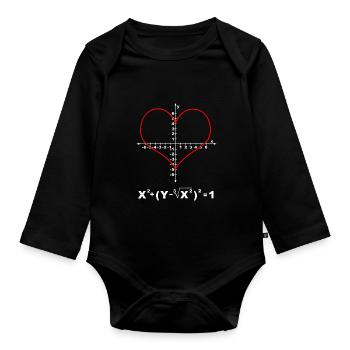 Love heart equation math funny valentines day - Organic Longsleeve Baby Bodysuit - black - Front