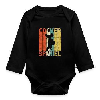 Cadeaux de chien rétro Cocker Spaniel Vintage - Body Bébé bio manches longues - noir - Devant