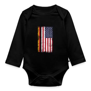 German American Flag USA German - Baby Bio-Langarm-Body - Schwarz - Vorne