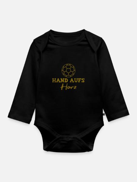 Hand Aufs Harz Handball Spieler Geschenk Spruch - Baby Bio-Langarm-Body - Schwarz