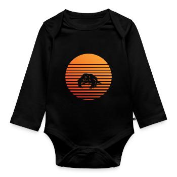 Komodowaran -Silhuette im Sonnenuntergang - Baby Bio-Langarm-Body - Schwarz - Vorne