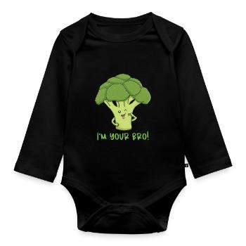 I'm your bro broccoli - Organic Longsleeve Baby Bodysuit - black - Front