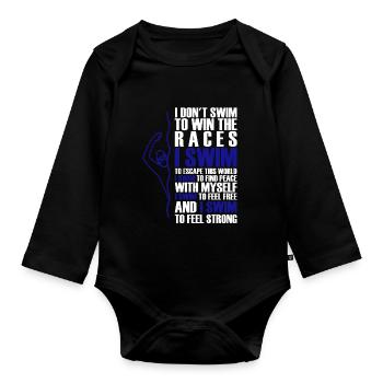 Cadeau drôle pour les nageurs - Body Bébé bio manches longues - noir - Devant
