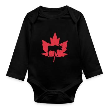 Canada pride Useh flag rocky mountains - Body Bébé bio manches longues - noir - Devant