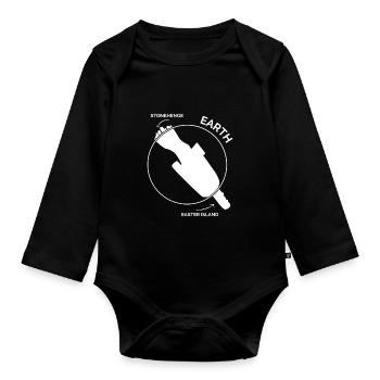 Stonehedge Washington Easter Island Explorer Gift - Organic Longsleeve Baby Bodysuit - black - Front