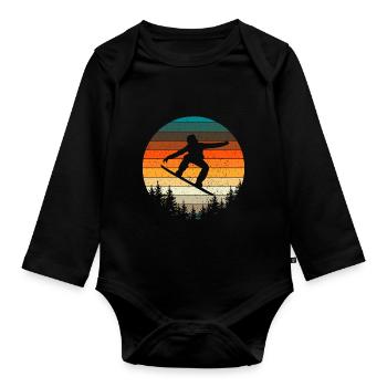 Vintage Snowboard Snowboarder - Body Bébé bio manches longues - noir - Devant