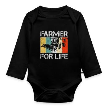 Farmer For Life - agriculteur de moissonneuse-batteuse - Body Bébé bio manches longues - noir - Devant
