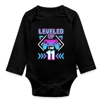 onzième anniversaire cadeau de joueur de jeu de 11 ans - Body Bébé bio manches longues - noir - Devant