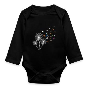 Dandelion Books Dandelion Fly Reading - Organic Longsleeve Baby Bodysuit - black - Front