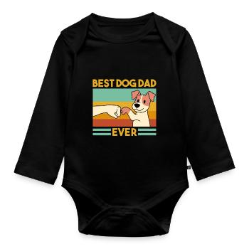 Best dog dad ever funny dog puppies - Body Bébé bio manches longues - noir - Devant