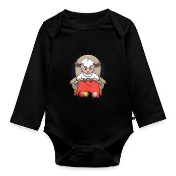Sweet crochet knitting sheep animal lover - Organic Longsleeve Baby Bodysuit - black - Front