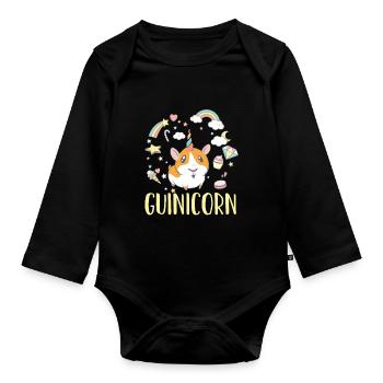 Licorne de cochon d'Inde - Body Bébé bio manches longues - noir - Devant