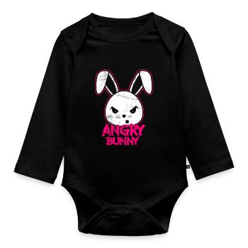 Bunny Bad Rabbit Horror Halloween Easter - Organic Longsleeve Baby Bodysuit - black - Front