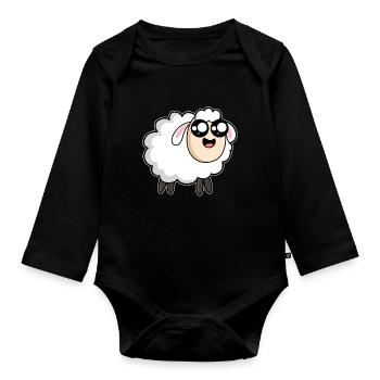 Schaf Comic Cartoon - Baby Bio-Langarm-Body - Schwarz - Vorne