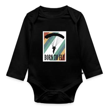 Graphique de parachutiste Born To Fly Cool - Body Bébé bio manches longues - noir - Devant