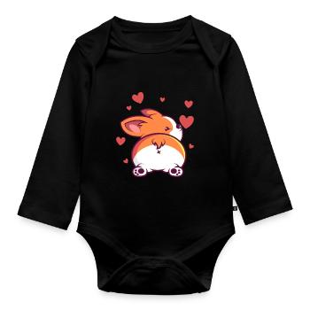 Cardigan Welsh Corgi pour un porte-corgi - Body Bébé bio manches longues - noir - Devant