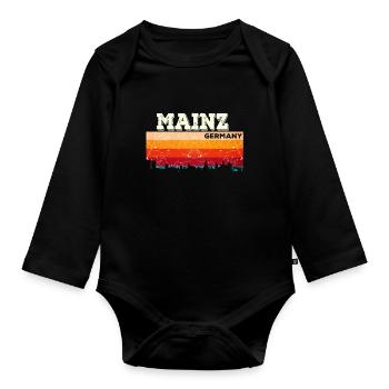 Mainz Skyline Heimatstadt Deutschland Städte - Baby Bio-Langarm-Body - Schwarz - Vorne
