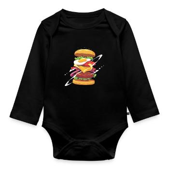 Burger - Body Bébé bio manches longues - noir - Devant
