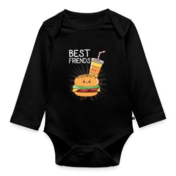Burger hamburger - Organic Longsleeve Baby Bodysuit - black - Front