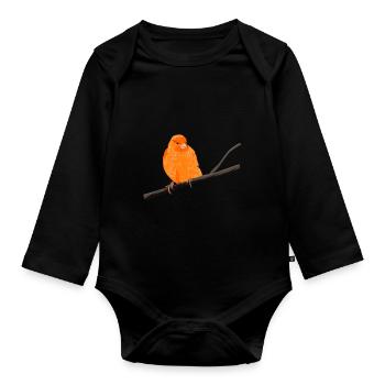 Canary on branch - Organic Longsleeve Baby Bodysuit - black - Front