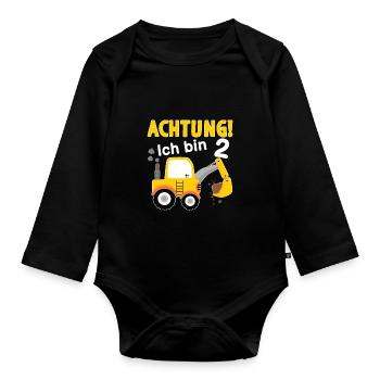 Kinder Geschenk 2. Geburtstag 2 Jahre Junge - Baby Bio-Langarm-Body - Schwarz - Vorne
