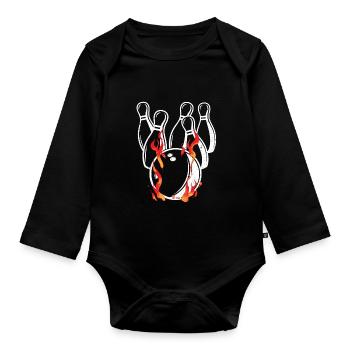 Feuer Bowlingkugel Geschenk für Bowling Bowler - Baby Bio-Langarm-Body - Schwarz - Vorne