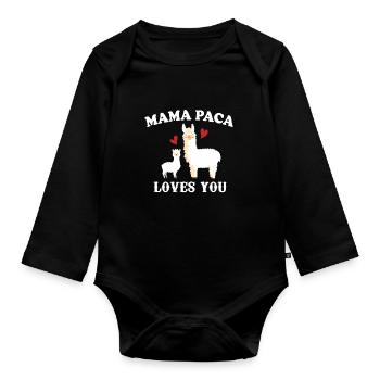 Alpaca Mama Paca - Funny Llama Alpaca Mother - Organic Longsleeve Baby Bodysuit - black - Front