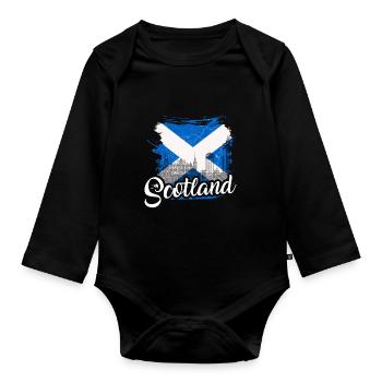 Scotland Flag Scottish Coat of Arms Scots - Organic Longsleeve Baby Bodysuit - black - Front