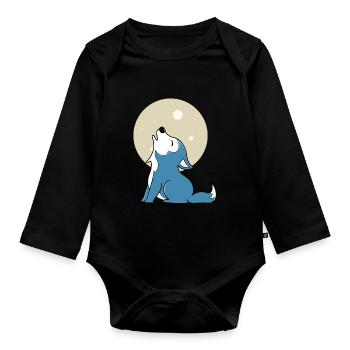 Baby Wolf Mond - Baby Bio-Langarm-Body - Schwarz - Vorne