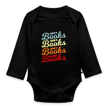 Buchwurm Geschenkidee - Baby Bio-Langarm-Body - Schwarz - Vorne