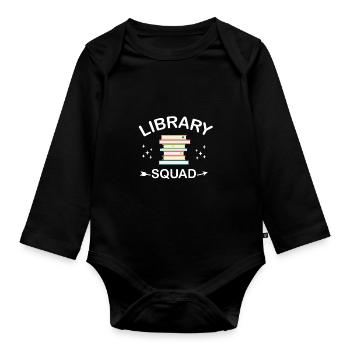 Bibliothèque Lecture Livres Lecteurs Cadeau - Body Bébé bio manches longues - noir - Devant