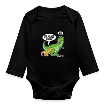 Dino letzte Einhorn gegessen spruch - Baby Bio-Langarm-Body - Schwarz - Vorne