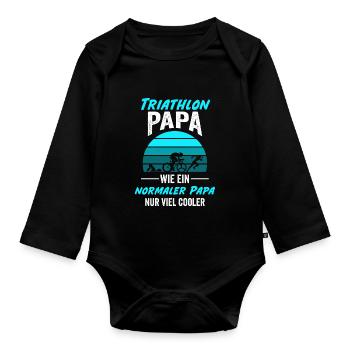 Triathlon Papa Triathlet Vater Schwimmen Laufen Va - Baby Bio-Langarm-Body - Schwarz - Vorne