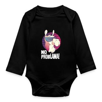 No Problama - Alpaka Lama lustiges Geschenk Motiv - Baby Bio-Langarm-Body - Schwarz - Vorne