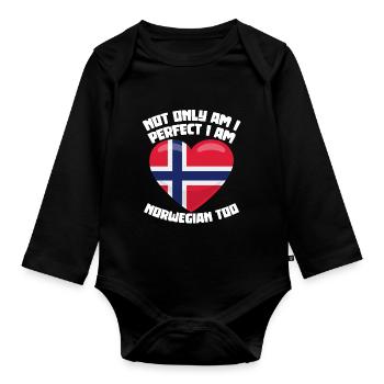 Norwegian Perfect Norway Norwegian - Organic Longsleeve Baby Bodysuit - black - Front