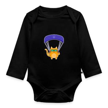 Gleitschirm Paragliding Geschenk Pilot Paraglider - Baby Bio-Langarm-Body - Schwarz - Vorne