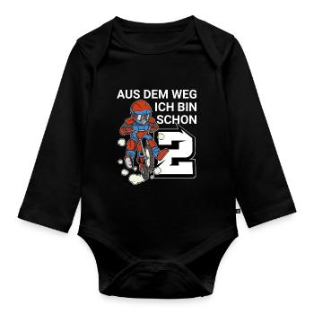 2. Geburtstag Motocross Jungen Geschenk - Baby Bio-Langarm-Body - Schwarz - Vorne