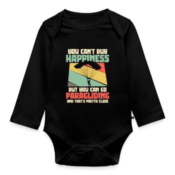 Gleitschirmflieger Gleitschirmfliegen - Baby Bio-Langarm-Body - Schwarz - Vorne