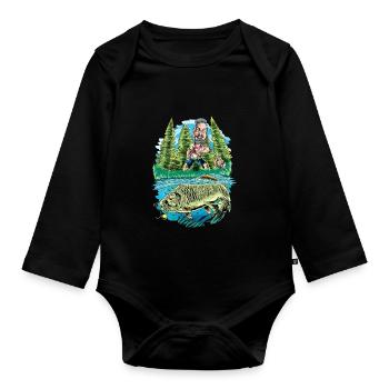 Fishing carp carp fishing common carp - Organic Longsleeve Baby Bodysuit - black - Front