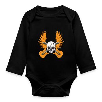 Bass guitar bassist player EADG bassist - Organic Longsleeve Baby Bodysuit - black - Front